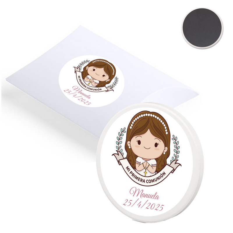 Aimant en céramique personnalisé avec autocollant de communion pour fille