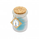 Bougie parfumée bleue avec couvercle en liège et carte personnalisée pour la Communion d'une fille