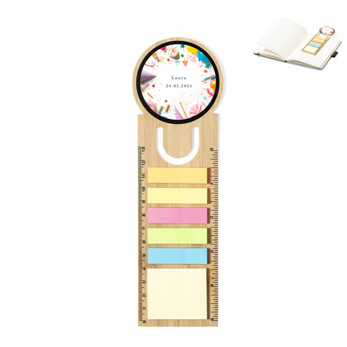 Règle marque-page personnalisée avec autocollant d'anniversaire à offrir