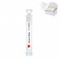 Mini pompers avec support en forme de cœur en pack de 48 unités avec des autocollants de mariage personnalisés