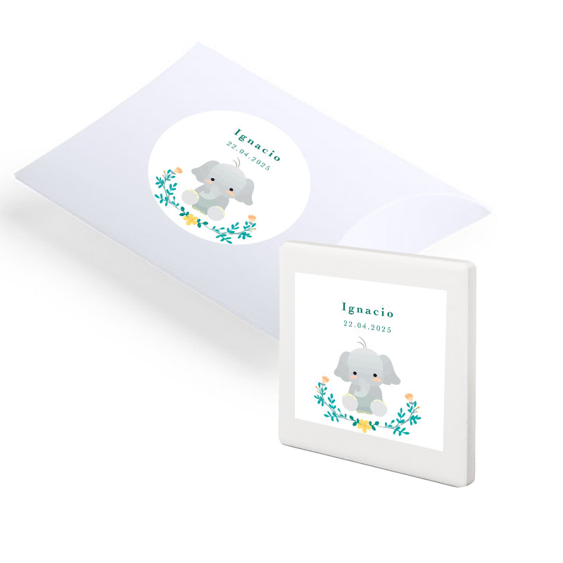 Aimant en céramique personnalisé avec autocollant de baptême et boîte de présentation