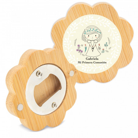 Ouvre-bouteille en bambou avec aimant Personnalisation Souvenir parfait pour Communions