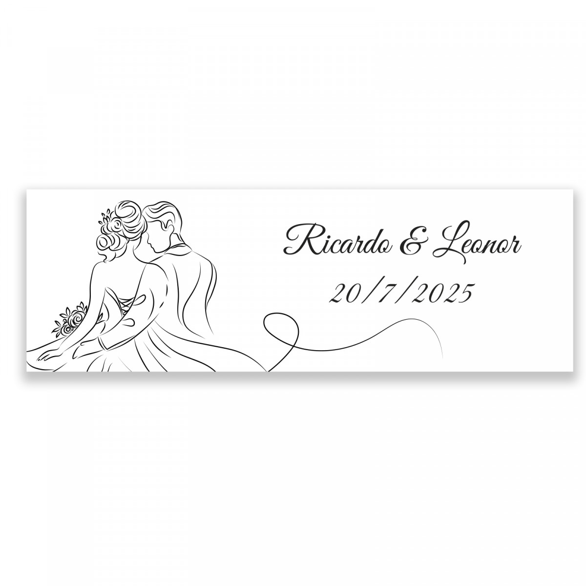 Adhésif personnalisé 6x2 design linéaire mariés pour le mariage