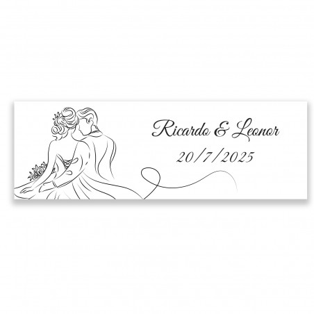 Adhésif personnalisé 6x2 design linéaire mariés pour le mariage