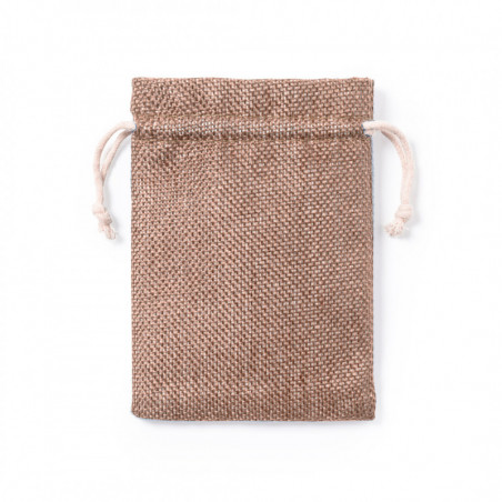 Porte-clés en simili cuir marron et carte de rappel personnalisable dans un élégant sac en tissu pour les souvenirs de première