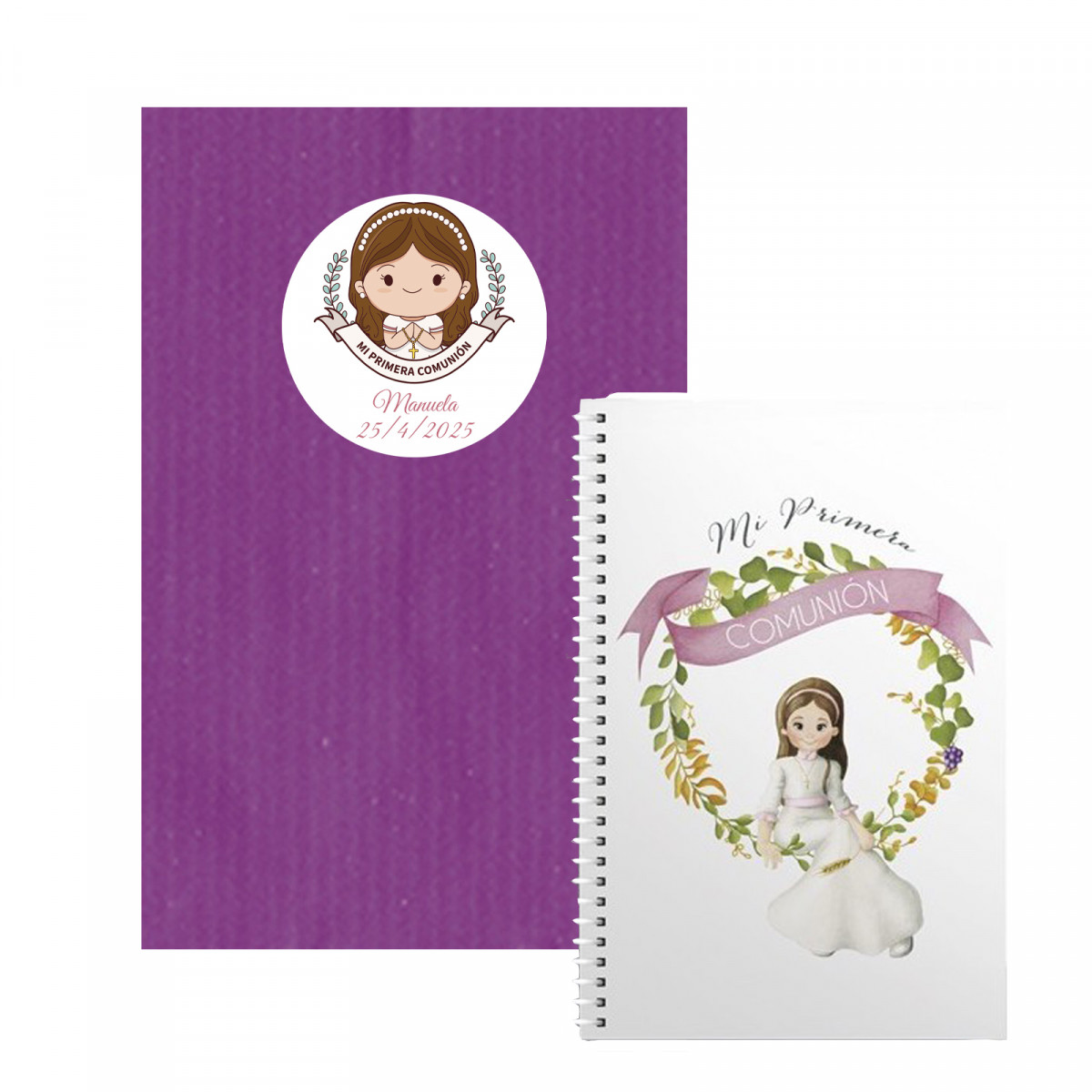 Petit carnet à anneaux avec enveloppe et autocollant de communion