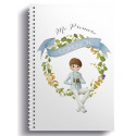 Petit carnet avec enveloppe et autocollant pour la communion d'un garçon