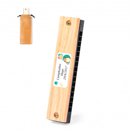 Harmonica en bois avec adhésif enfant pour les détails