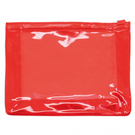 Nécessaire rouge transparent avec autocollant d'anniversaire et sac