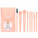 Pinceaux de maquillage dans une trousse rose avec autocollant première communion fille à offrir