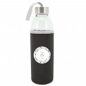 Bidon en verre avec housse noire pour mariage
