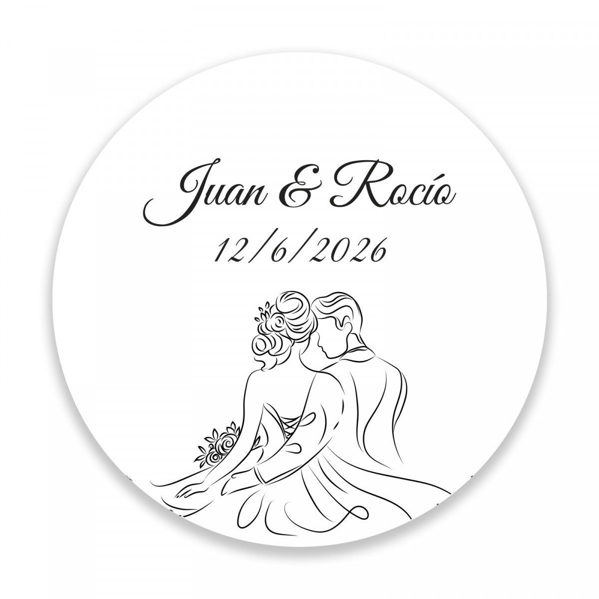 Adhésif personnalisé 3 cm design linéaire mariés pour mariage