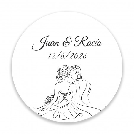 Adhésif personnalisé 3 cm design linéaire mariés pour mariage