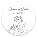 Adhésif personnalisé 5 cm design linéaire mariés pour mariage