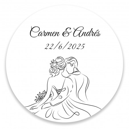 Adhésif personnalisé 5 cm design linéaire des mariés pour les détails du mariage