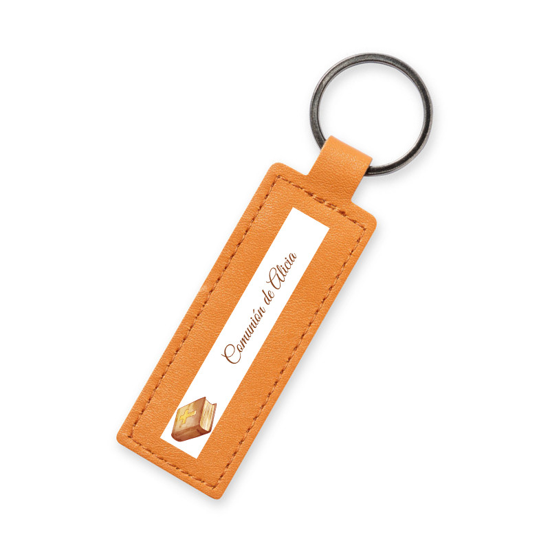 Porte-clés en cuir avec adhésif personnalisé de communion