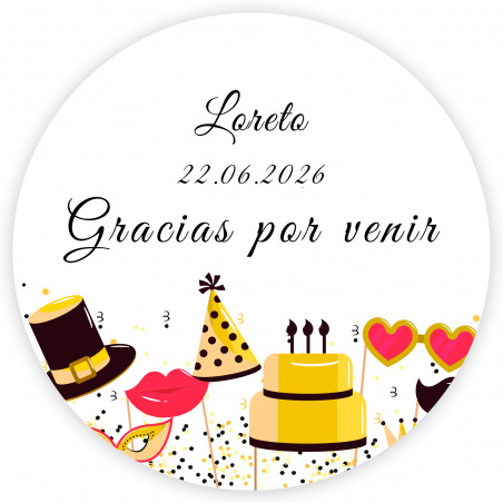 Autocollant 3 cm anniversaire joyeux