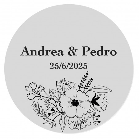 Adhésif personnalisé 2 cm fond transparent floral pour événements
