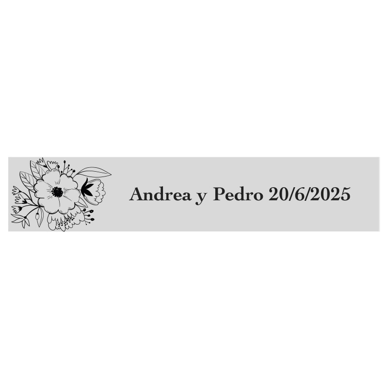 Adhésif personnalisé 5x1 fond transparent floral pour événements
