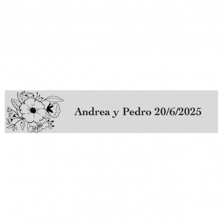 Adhésif personnalisé 5x1 fond transparent floral pour événements