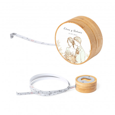 Mètre ruban et ouvre-bouteille avec autocollant romantique pour détails de mariage