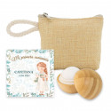Baume à lèvres sphérique en bambou et carte personnalisée pour fille dans un porte-monnaie pour la Première Communion