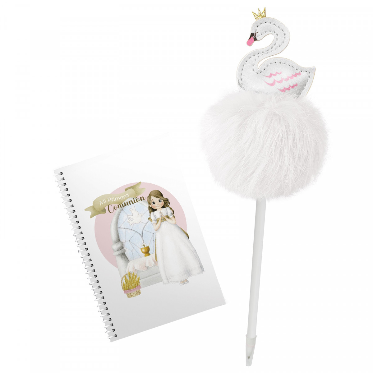 Cahier de première communion avec stylo pompon