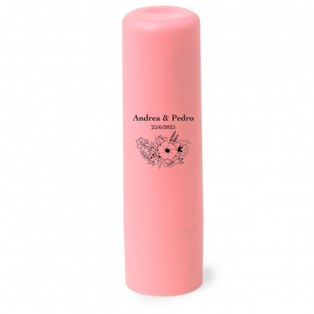 Baume à lèvres hydratant vegan avec autocollant transparent bouquet de fleurs pour les détails