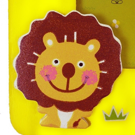 Cadre photo enfant en bois avec lion