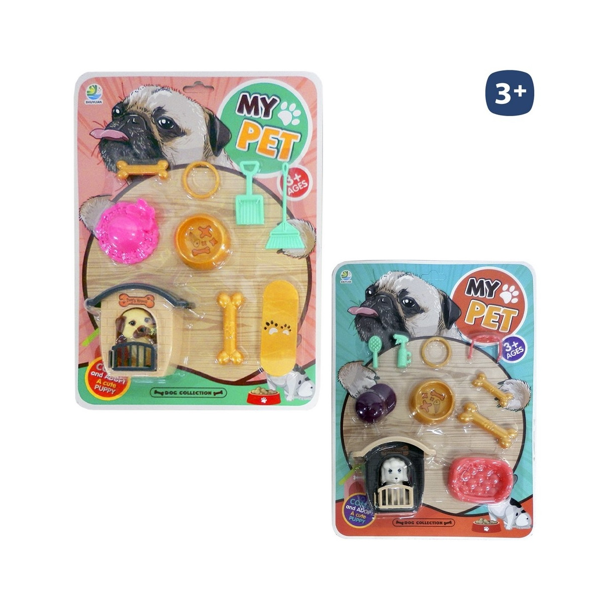 Set de jouet pour animaux de compagnie avec accessoires et niche 10 pièces