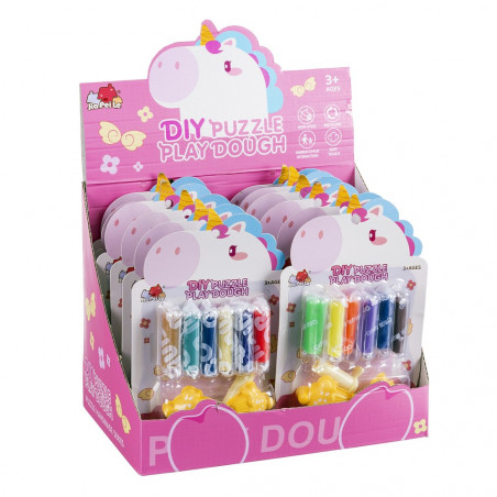 Pâte à modeler colorée 6 blocs avec outils design de licorne