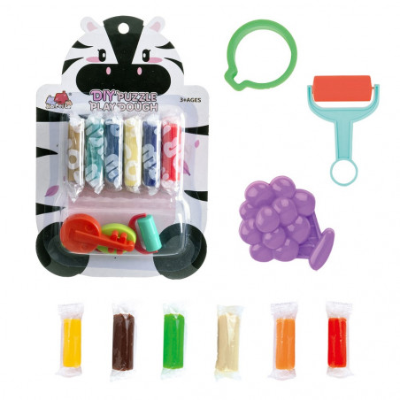 Pâte à modeler colorée 6 blocs avec outils design zèbre