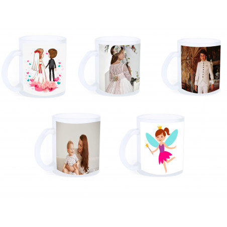 Tasse glacée sublimée avec photographie et dédicace