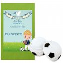 Baume à lèvres design football avec enveloppe verte et autocollant de communion