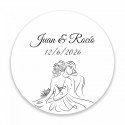 Porte-clés en simili cuir blanc avec autocollant de mariage à offrir