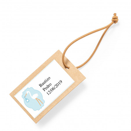 Carte à suspendre avec autocollant de baptême bleu clair pour détails de décoration