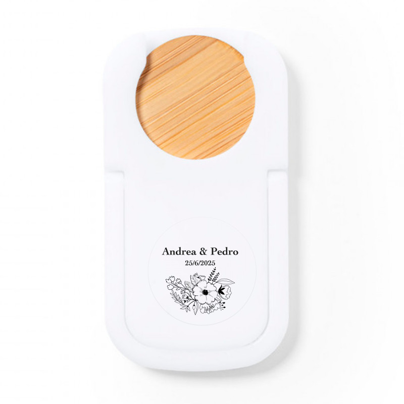 Support pour mobile avec pièce de bambou et adhésif floral transparent pour détails invités