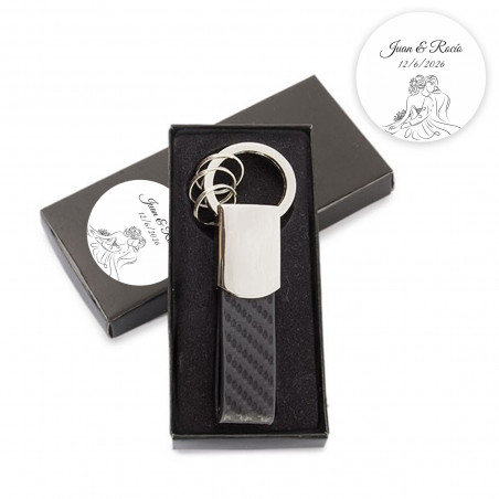 Porte-clés élégant dans une boîte de présentation personnalisée pour un cadeau de mariage