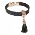 Bracelet noir avec pompon et bonbon métallisé dans un étui de présentation avec autocollant pour mariages