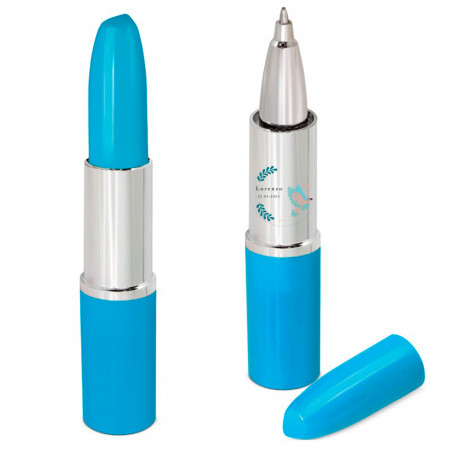 Stylo rouge à lèvres bleu avec autocollant colombe bleu personnalisable pour les détails des fêtes et événements