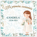 Porte-cartes en feutre avec carte de remerciement personnalisable dans un sachet en organza pour les détails de communion