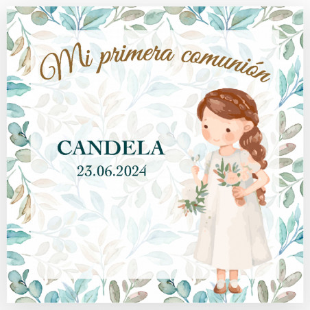 Porte-cartes en feutre avec carte de remerciement personnalisable dans un sachet en organza pour les détails de communion