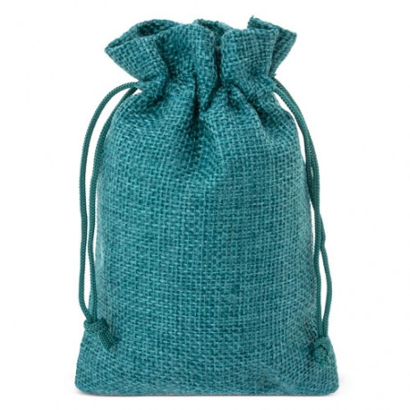 Bracelet de perles dans un sac en jute turquoise à offrir en cadeau