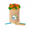 Pot à colorier avec des graines, des crayons de couleur et un adhésif personnalisable à offrir