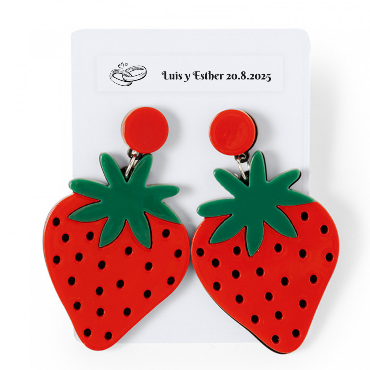 Boucles d'oreilles design fraises avec adhésif alliances transparent pour détails invités