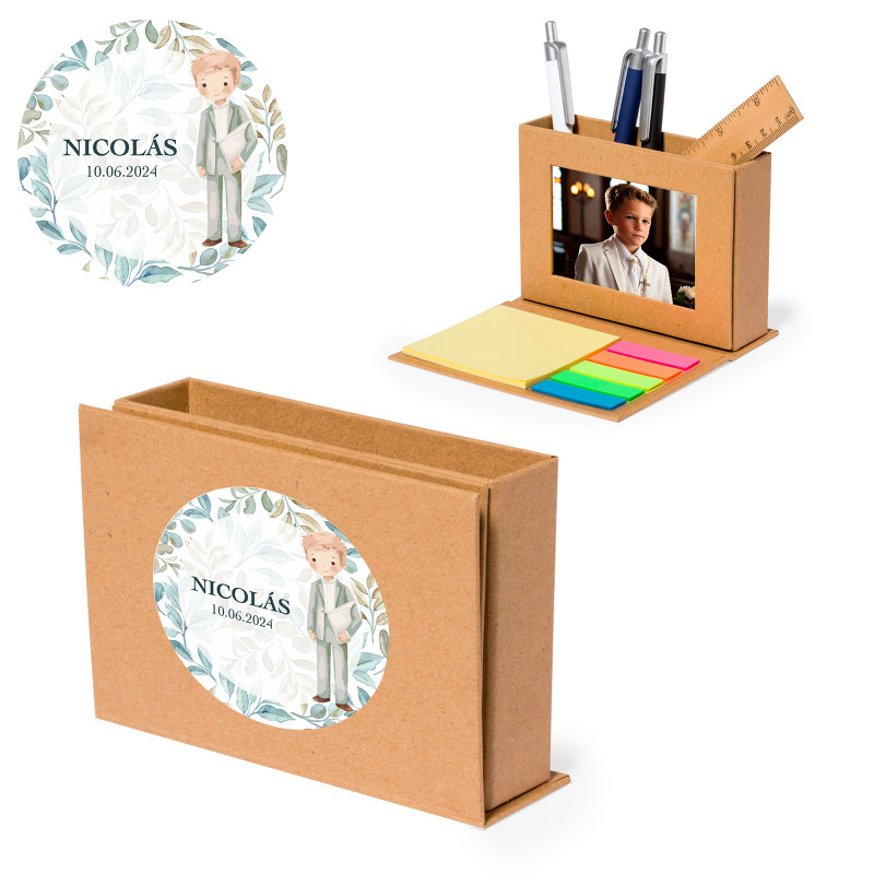 Stylo multifonction porte-photo éco avec autocollant d'enfant de première communion