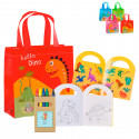 Livre de coloriage avec des crayons personnalisés dans un sac au design de dinosaures pour des détails infantiles