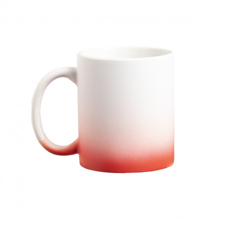 Tasse de sublimation en finition mate rouge avec autocollant de mariés design linéaire pour détails de mariage