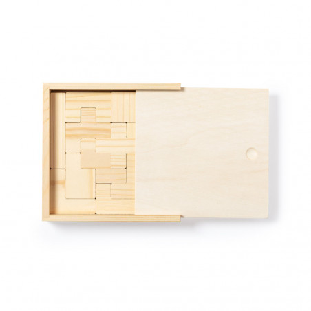 Tetris en bois présenté dans une boîte personnalisée avec autocollant d'anniversaire