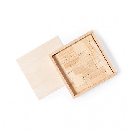 Tetris en bois présenté dans une boîte personnalisée avec autocollant d'anniversaire